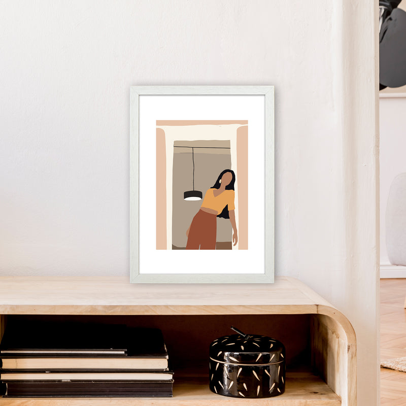 Mica Girl In Doorway N10  Art Print by Pixy Paper A3 Oak Frame