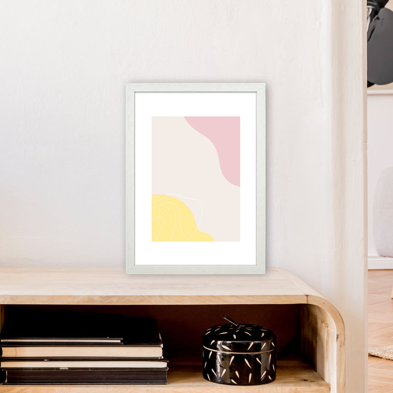 Mila Pink Abstract N18  Art Print by Pixy Paper A3 Oak Frame