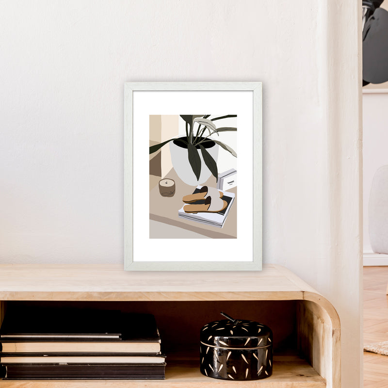 Mica Shoes And Plant N9  Art Print by Pixy Paper A3 Oak Frame