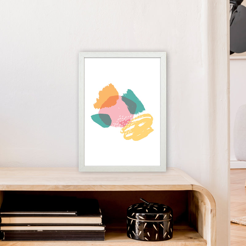 Mismatch Pink And Teal  Art Print by Pixy Paper A3 Oak Frame
