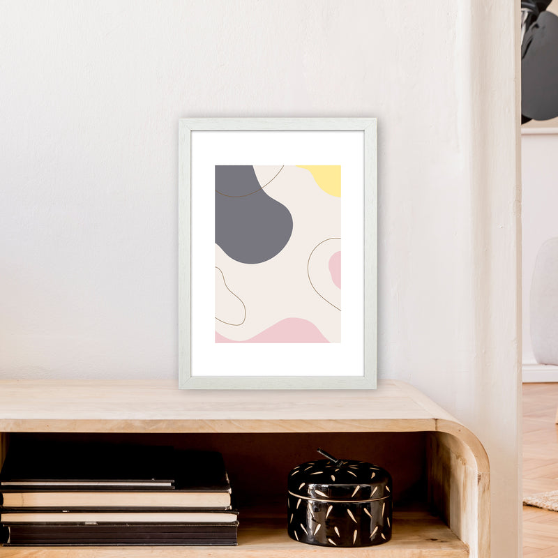 Mila Pink Abstract N17  Art Print by Pixy Paper A3 Oak Frame