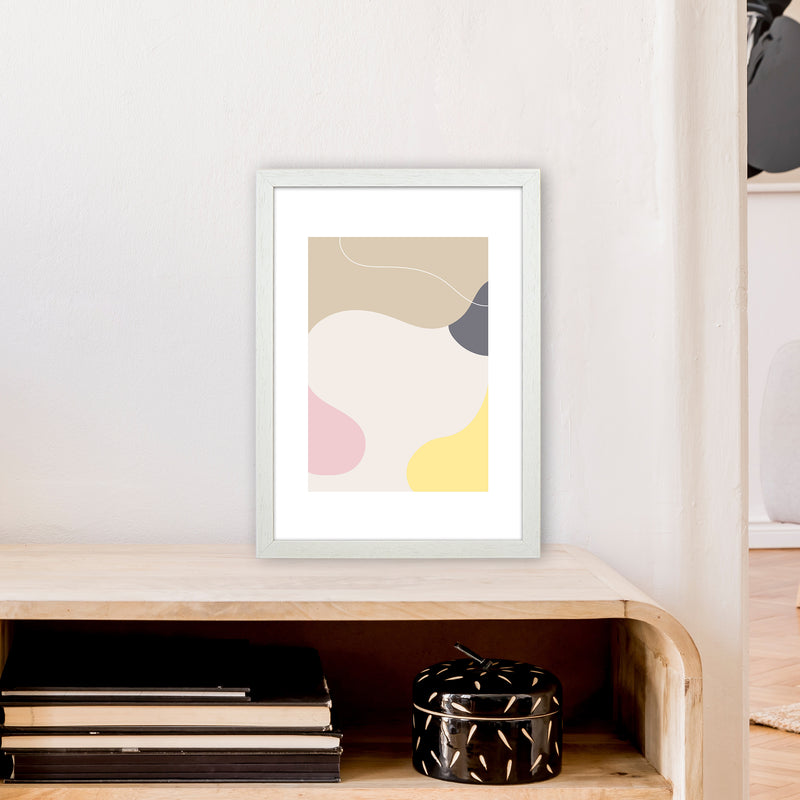 Mila Pink Abstract N24  Art Print by Pixy Paper A3 Oak Frame