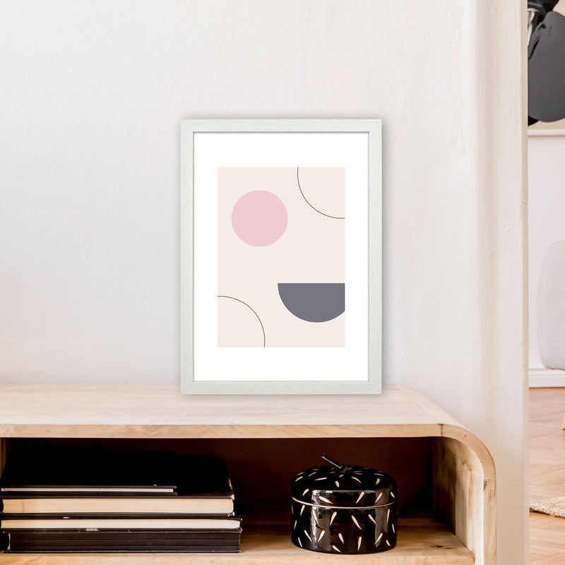 Mila Pink Abstract N23  Art Print by Pixy Paper A3 Oak Frame