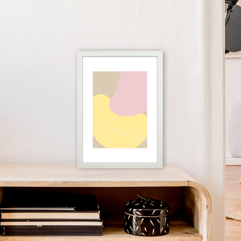 Mila Pink Abstract N20  Art Print by Pixy Paper A3 Oak Frame