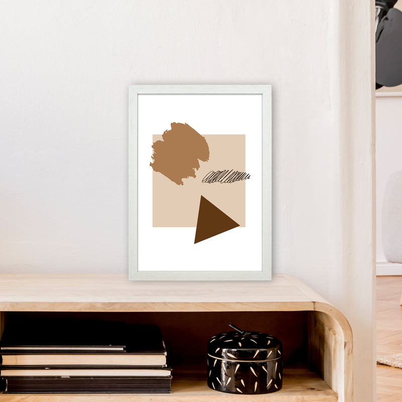 Square Mismatch Taupe  Art Print by Pixy Paper A3 Oak Frame