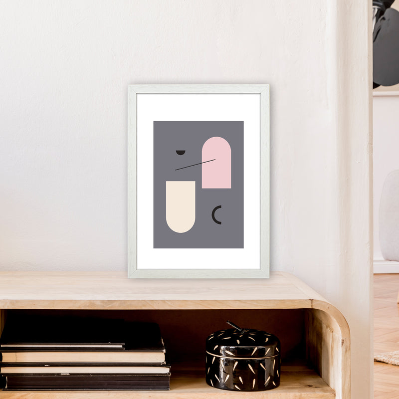Mila Abstract Pink N5  Art Print by Pixy Paper A3 Oak Frame