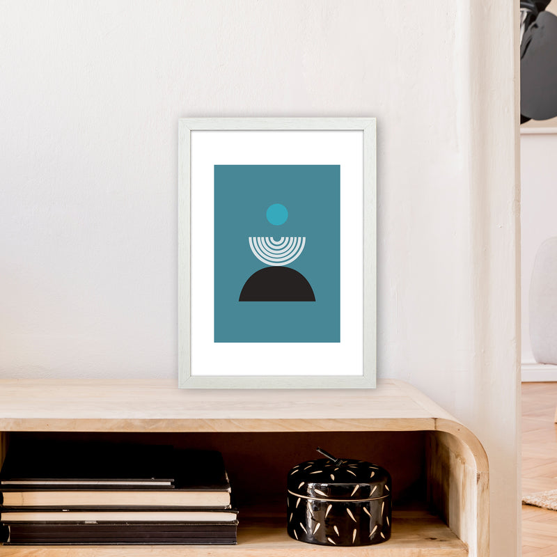 Mita Teal Fountain N8  Art Print by Pixy Paper A3 Oak Frame