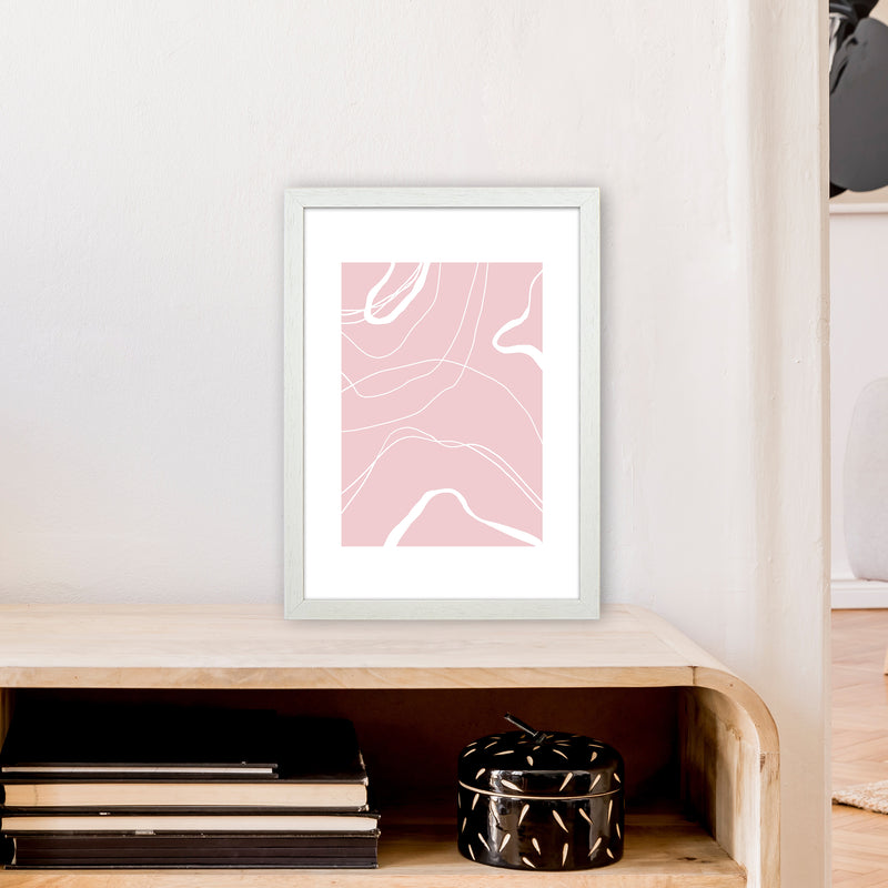 Mila Pink Swirls N14  Art Print by Pixy Paper A3 Oak Frame
