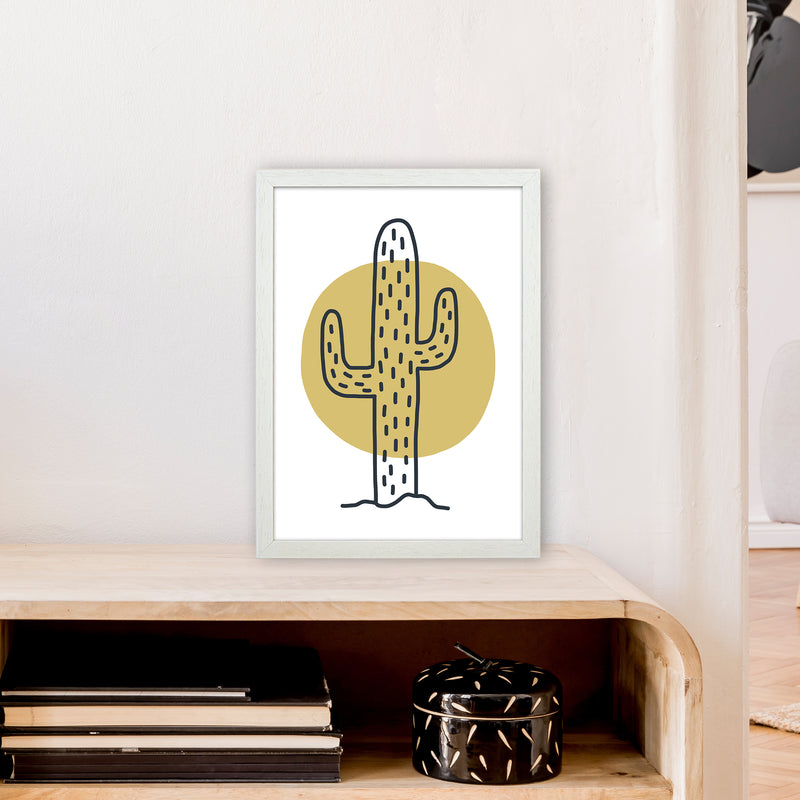 Cactus Moon  Art Print by Pixy Paper A3 Oak Frame