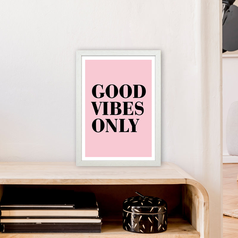 Good Vibes Only Neon Funk  Art Print by Pixy Paper A3 Oak Frame