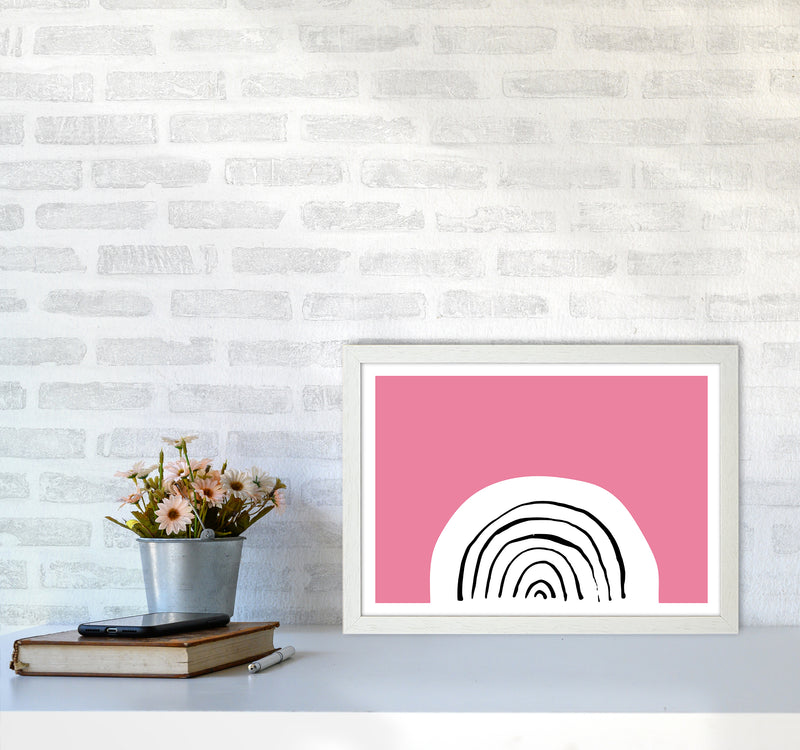 Pink Rainbow Neon Funk  Art Print by Pixy Paper A3 Oak Frame