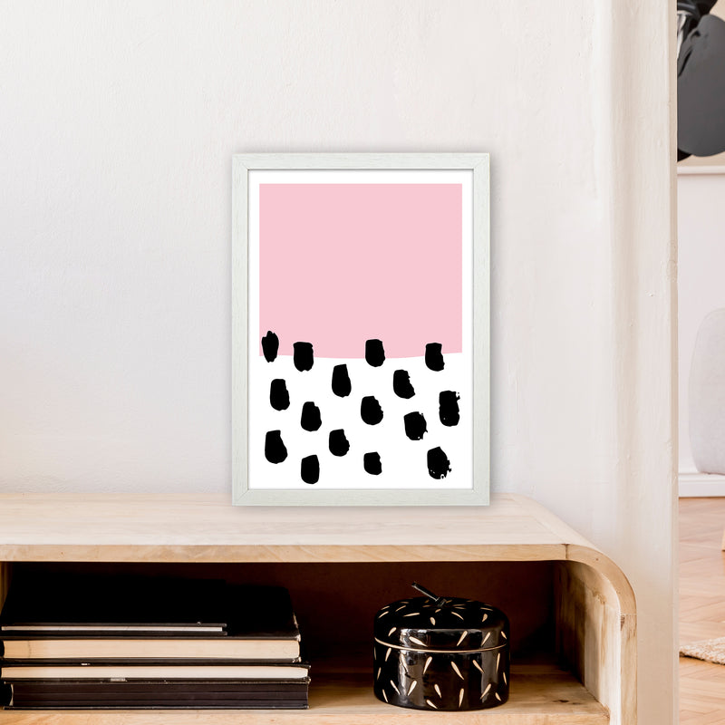 Pink Polka Neon Funk  Art Print by Pixy Paper A3 Oak Frame
