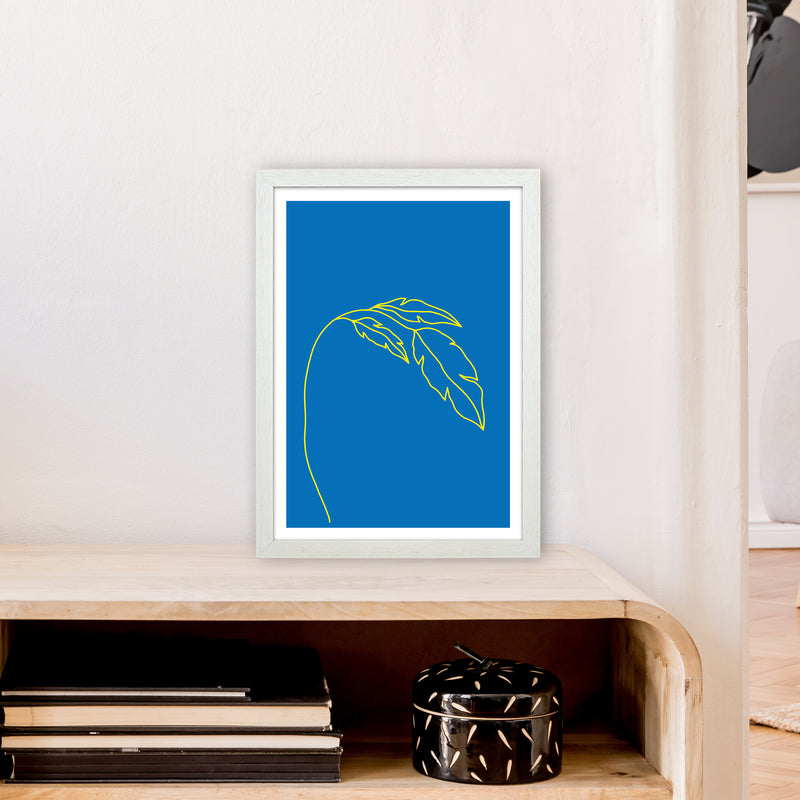 Plant Blue Neon Funk  Art Print by Pixy Paper A3 Oak Frame