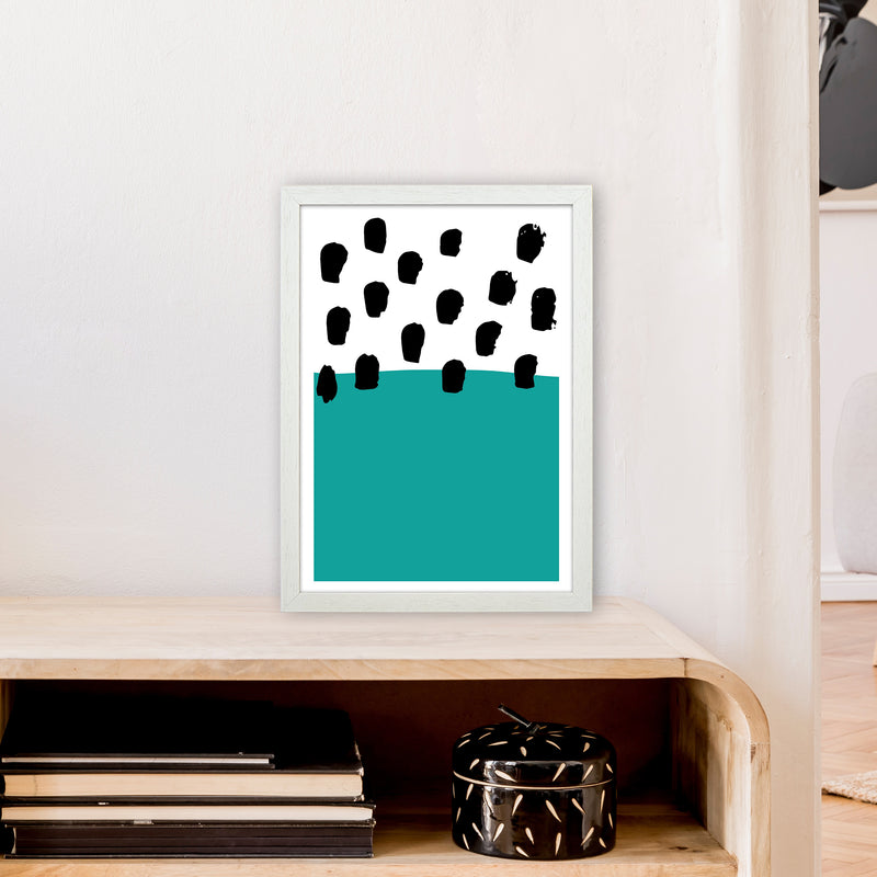 Teal Polka Neon Funk  Art Print by Pixy Paper A3 Oak Frame