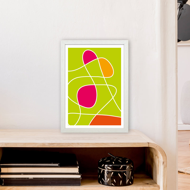 Lime Mess Neon Funk  Art Print by Pixy Paper A3 Oak Frame