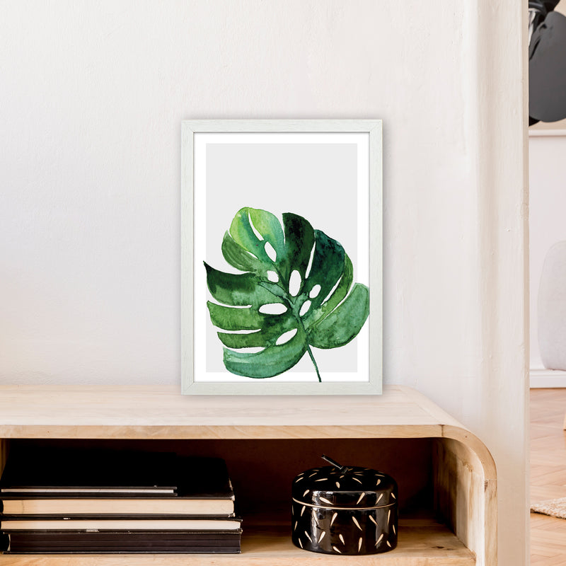 Leaf With Grey Back Exotic  Art Print by Pixy Paper A3 Oak Frame