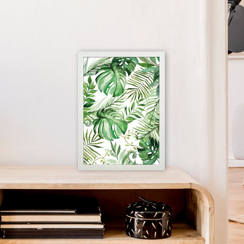 Full Page Leaves Exotic  Art Print by Pixy Paper A3 Oak Frame