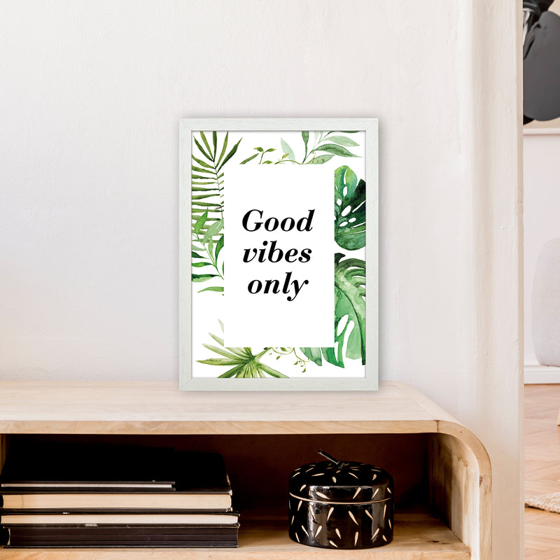Good Vibes Only Exotic  Art Print by Pixy Paper A3 Oak Frame
