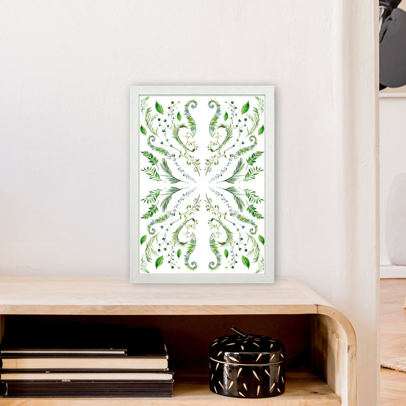 Mirrored Plants Exotic  Art Print by Pixy Paper A3 Oak Frame