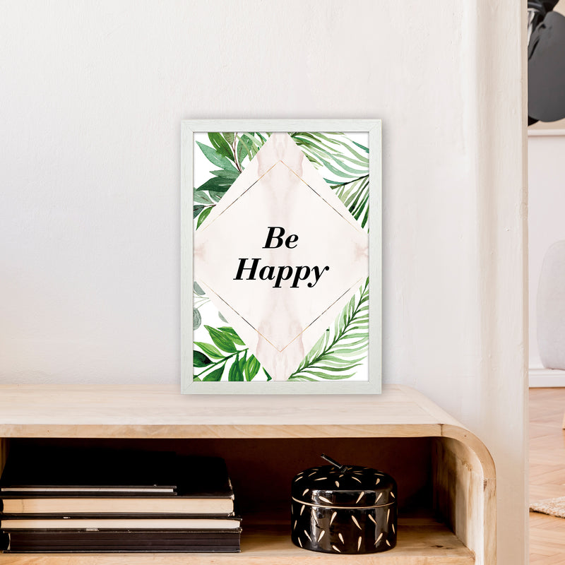 Be Happy Exotic  Art Print by Pixy Paper A3 Oak Frame