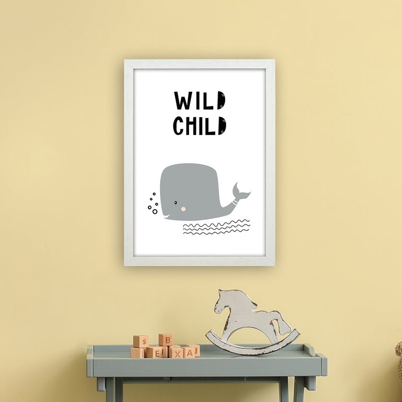 Wild Child Whale Animal  Art Print by Pixy Paper A3 Oak Frame