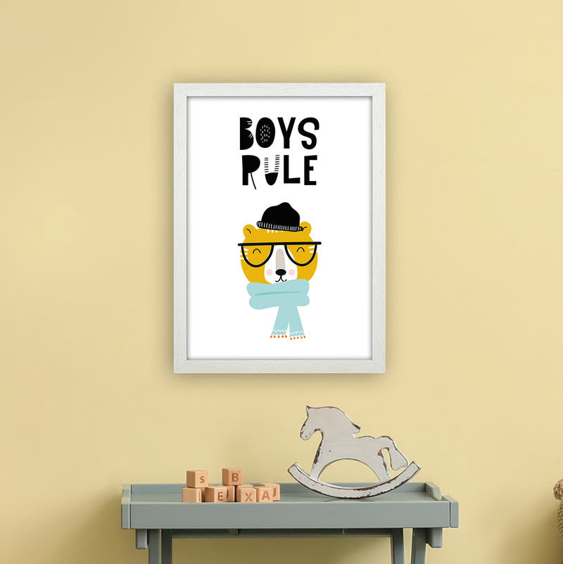 Boys Rule Animal  Art Print by Pixy Paper A3 Oak Frame