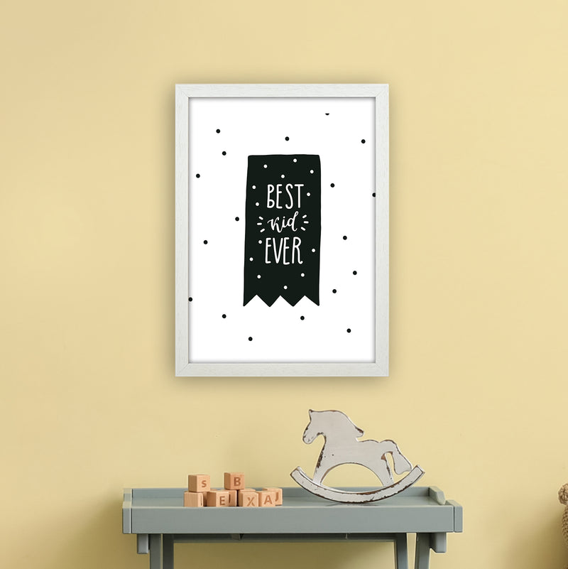 Best Kid Ever Flag Black Super Scandi  Art Print by Pixy Paper A3 Oak Frame