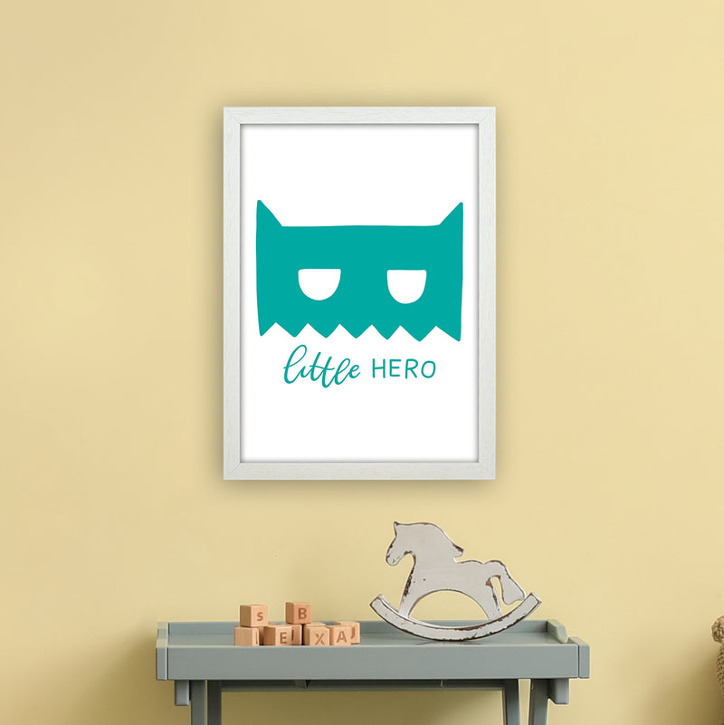 Little Hero Mask Teal Super Scandi  Art Print by Pixy Paper A3 Oak Frame