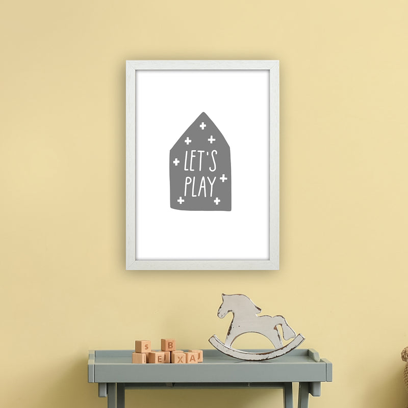 Let'S Play House Grey Super Scandi  Art Print by Pixy Paper A3 Oak Frame