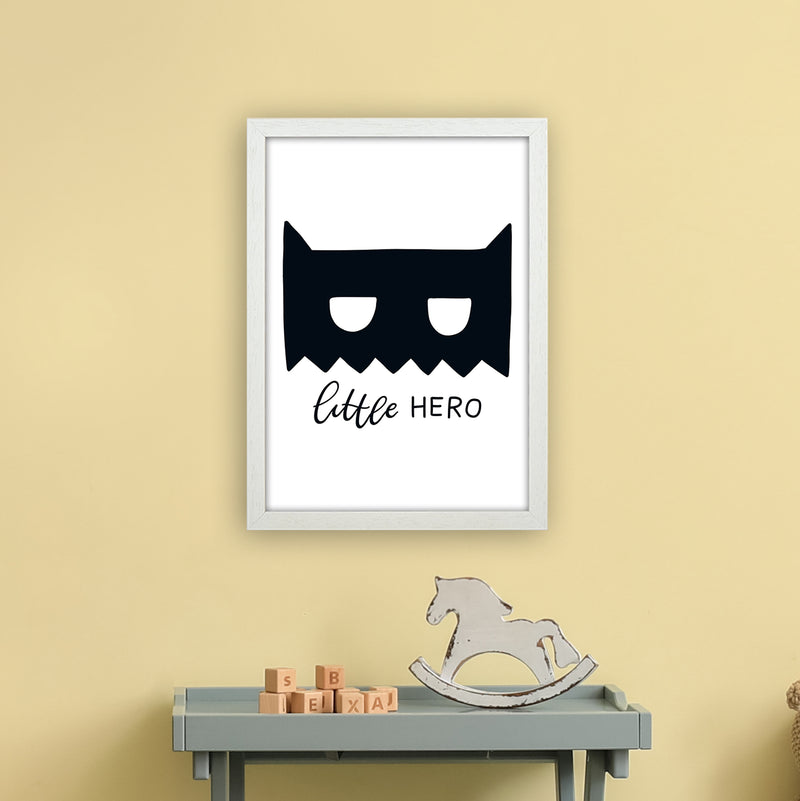 Little Hero Mask Super Scandi Black  Art Print by Pixy Paper A3 Oak Frame
