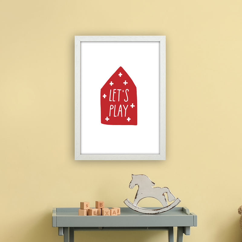 Let'S Play House Red Super Scandi  Art Print by Pixy Paper A3 Oak Frame