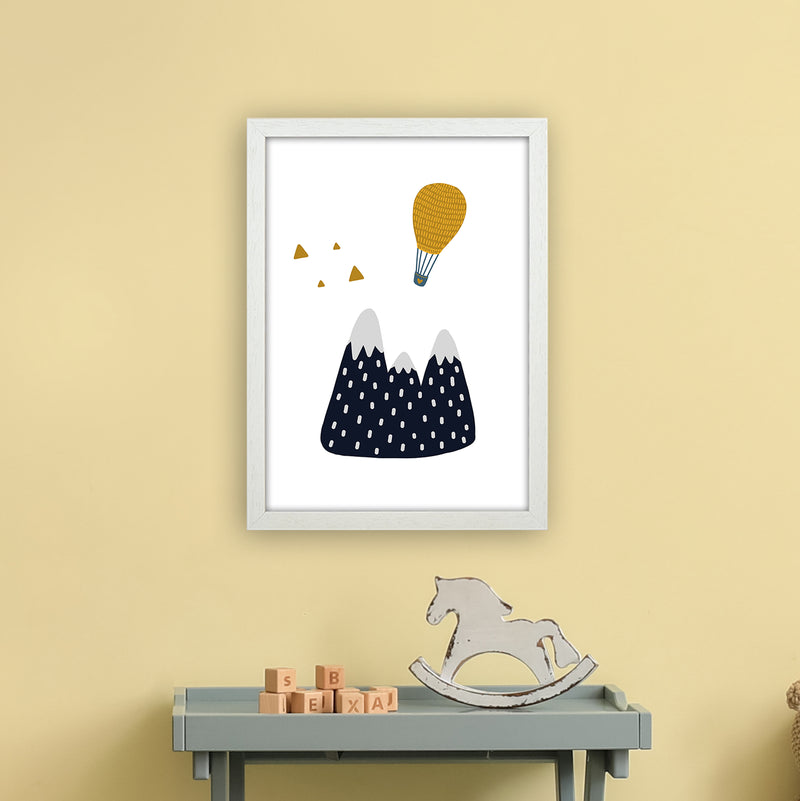 Little Explorer Hot Air Balloon  Art Print by Pixy Paper A3 Oak Frame