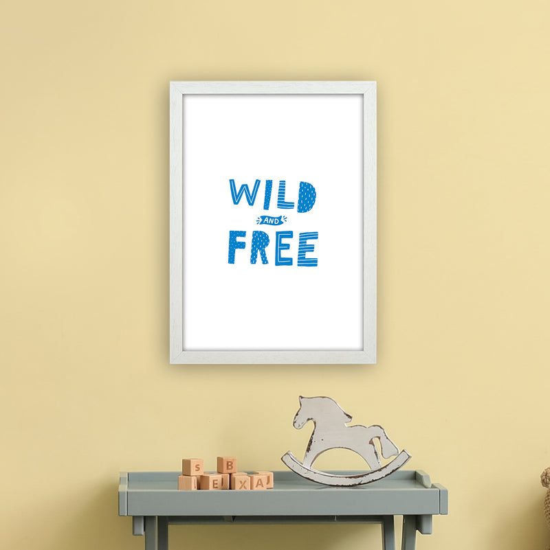 Wild And Free Blue Super Scandi  Art Print by Pixy Paper A3 Oak Frame