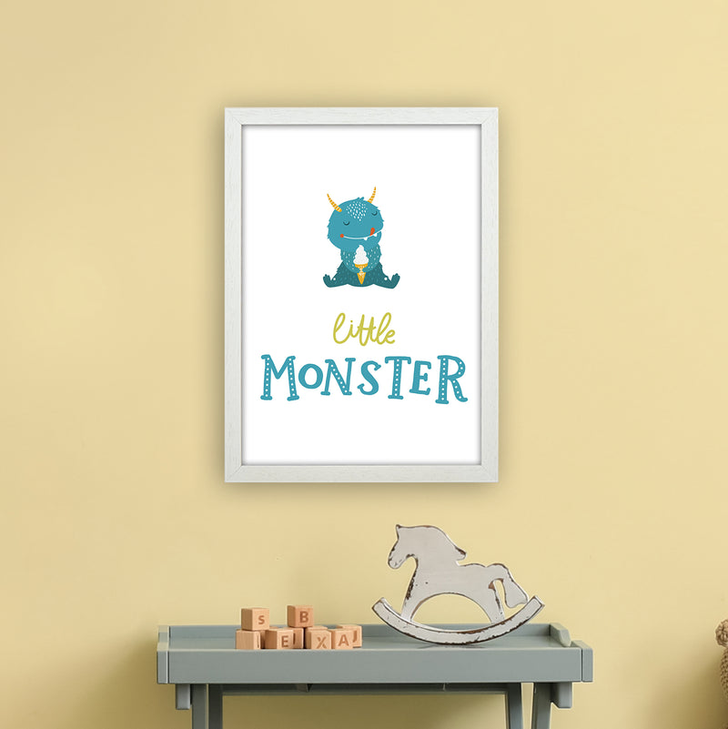 Little Monsters Ice Cream  Art Print by Pixy Paper A3 Oak Frame