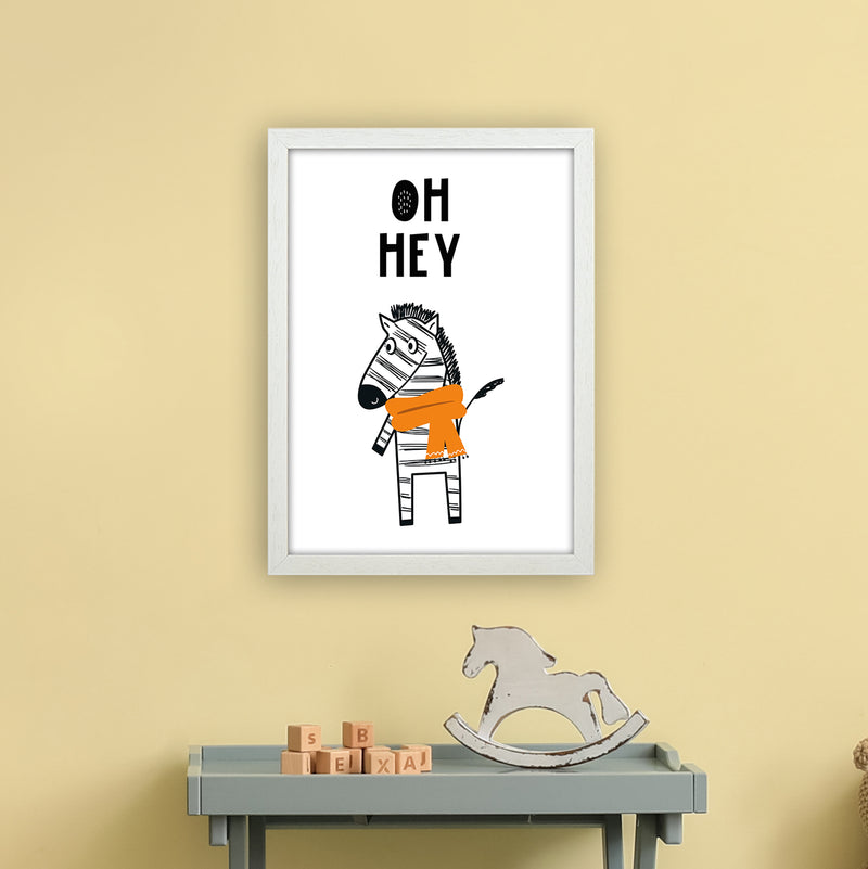 Oh Hey Zebra Animal Pop  Art Print by Pixy Paper A3 Oak Frame