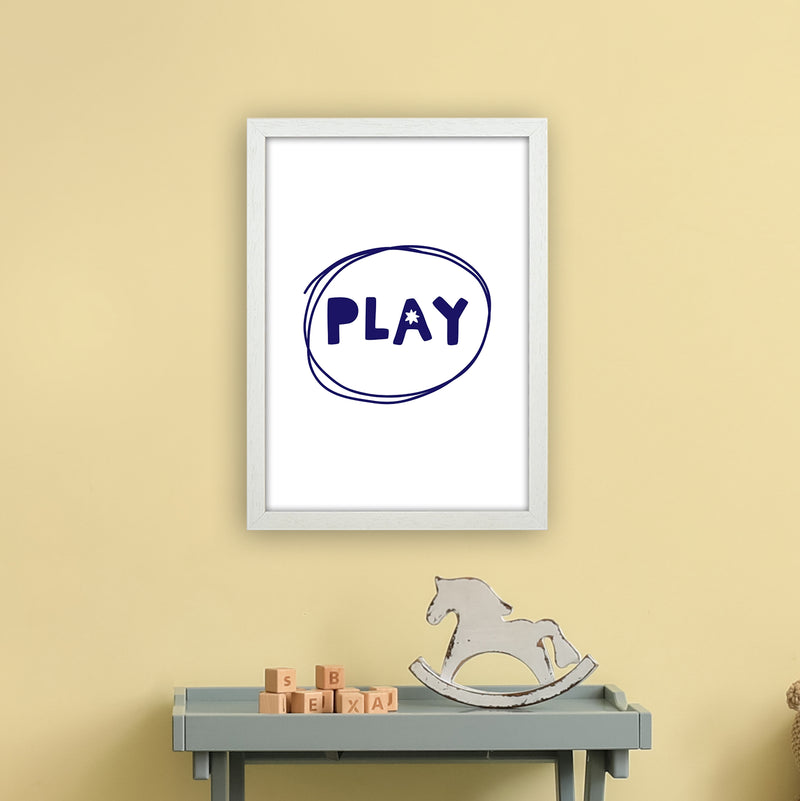 Play Navy Super Scandi  Art Print by Pixy Paper A3 Oak Frame