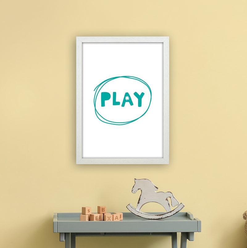 Play Teal Super Scandi  Art Print by Pixy Paper A3 Oak Frame