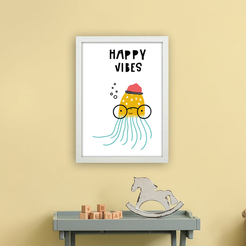Happy Vibes Animal Pop  Art Print by Pixy Paper A3 Oak Frame