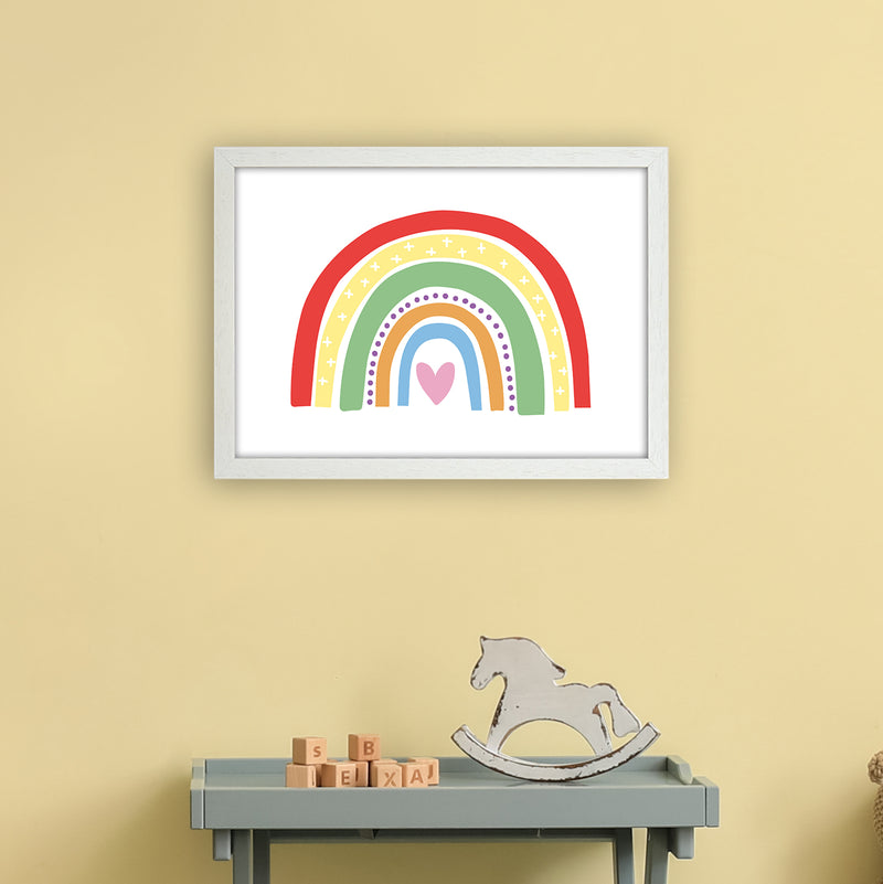 Rainbow With Heart  Art Print by Pixy Paper A3 Oak Frame