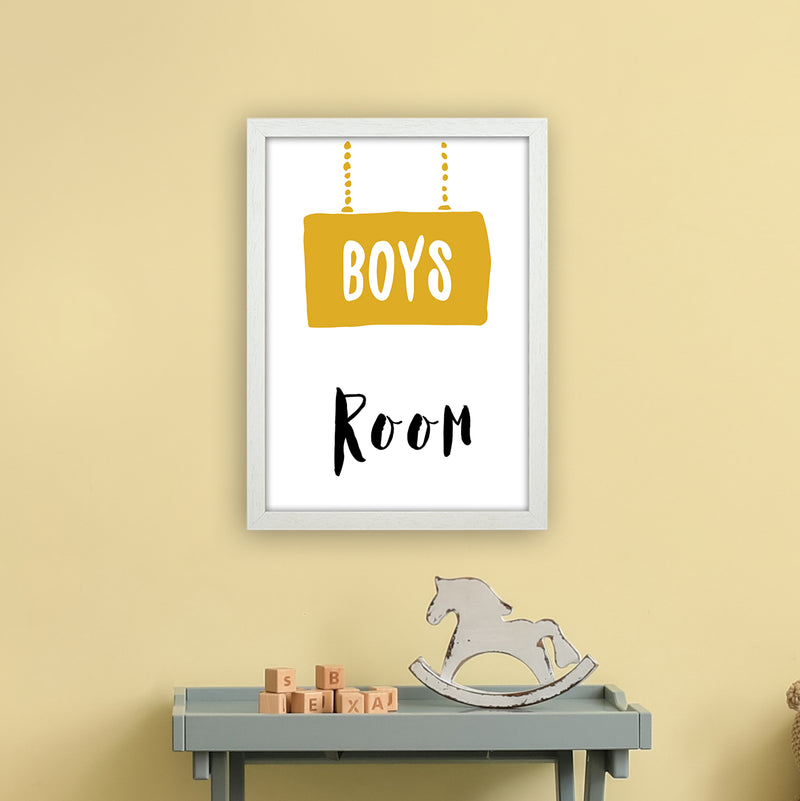 Boys Room Mustard  Art Print by Pixy Paper A3 Oak Frame