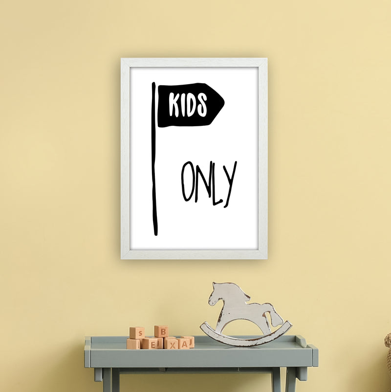 Kids Only Black  Art Print by Pixy Paper A3 Oak Frame