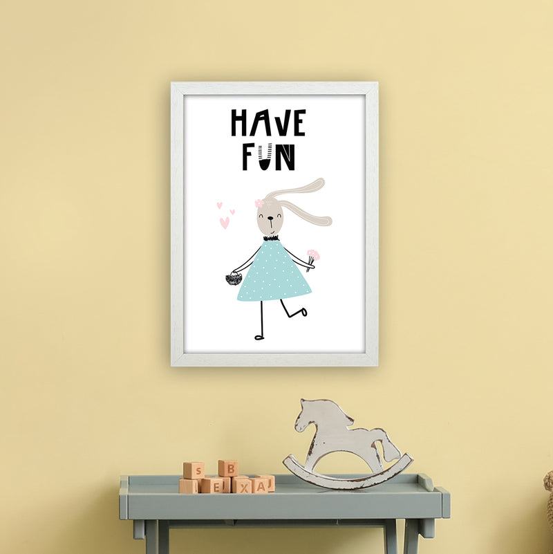 Have Fun Animal  Art Print by Pixy Paper A3 Oak Frame