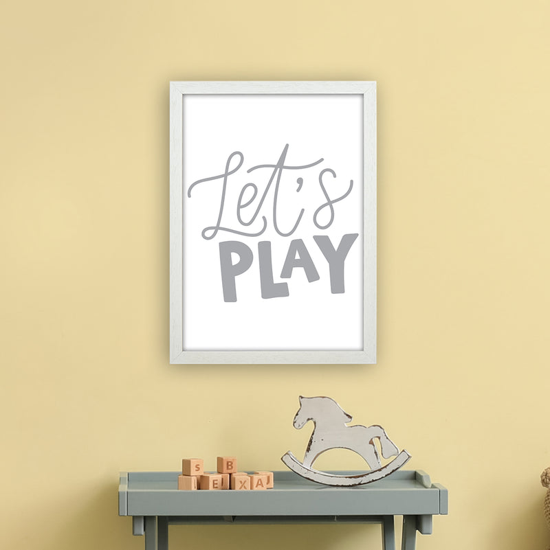 Let'S Play Grey  Art Print by Pixy Paper A3 Oak Frame