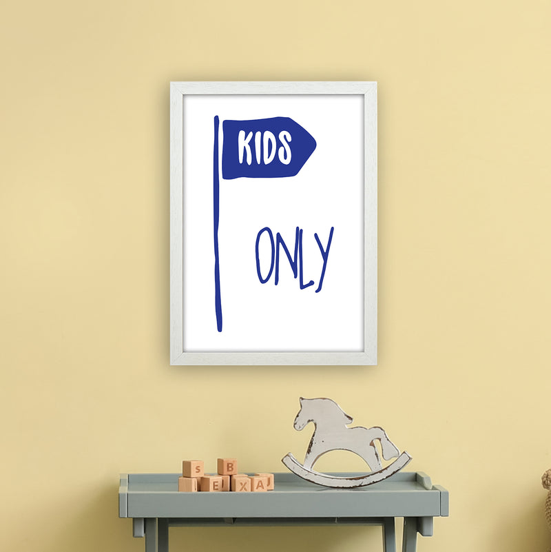 Kids Only Navy  Art Print by Pixy Paper A3 Oak Frame