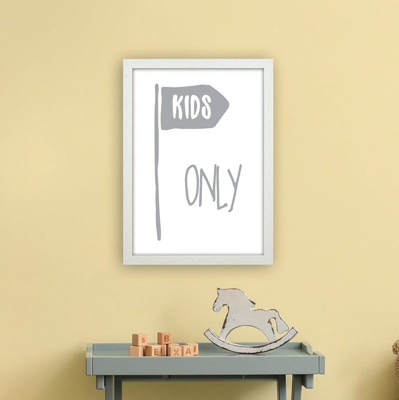 Kids Only Grey  Art Print by Pixy Paper A3 Oak Frame