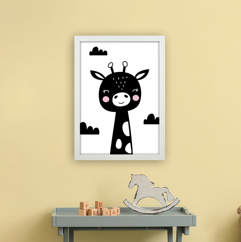 Giraffe Black  Art Print by Pixy Paper A3 Oak Frame