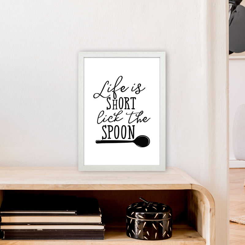 Life Is Short Lick The Spoon  Art Print by Pixy Paper A3 Oak Frame