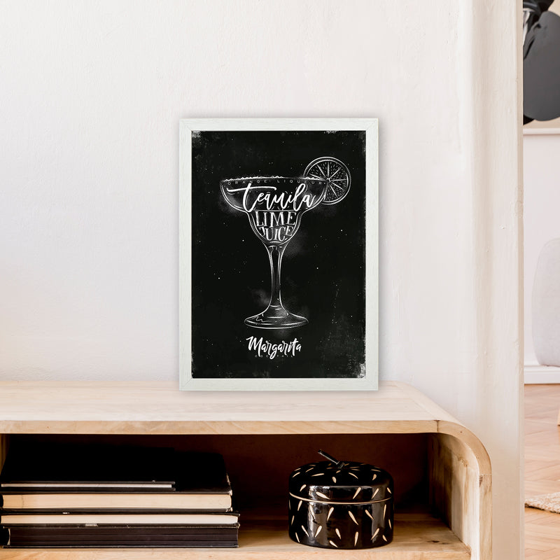 Margarita Cocktail Black  Art Print by Pixy Paper A3 Oak Frame