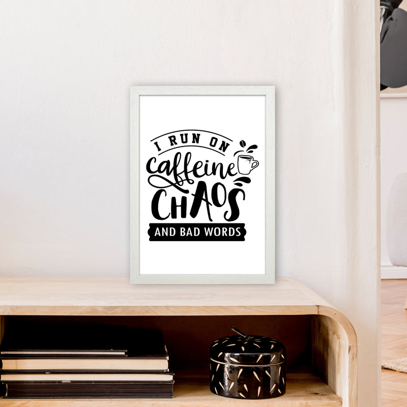 Caffeine And Bad Words  Art Print by Pixy Paper A3 Oak Frame
