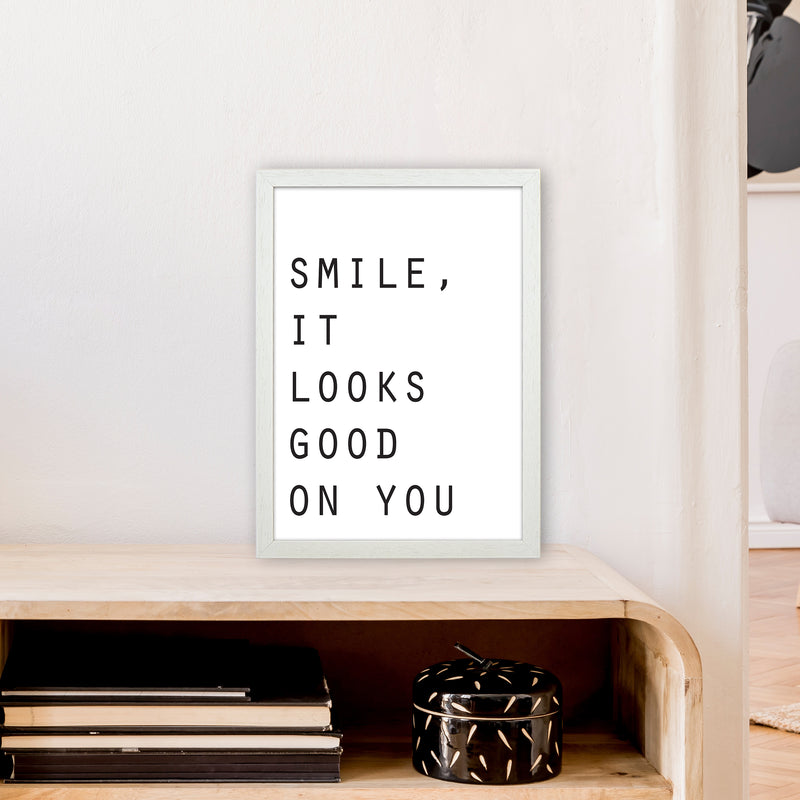 Smile It Looks Good On You  Art Print by Pixy Paper A3 Oak Frame